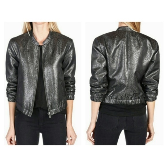 Paige Kimi Metallic Gunmetal Bomber Jacket NWT - Picture 1 of 3